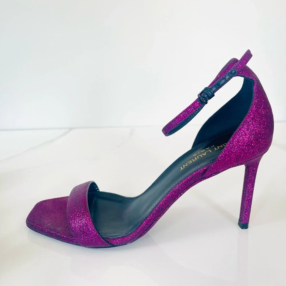 AUTHENTIC SAINT LAURENT GLITTER HEELS - Picture 5 of 12